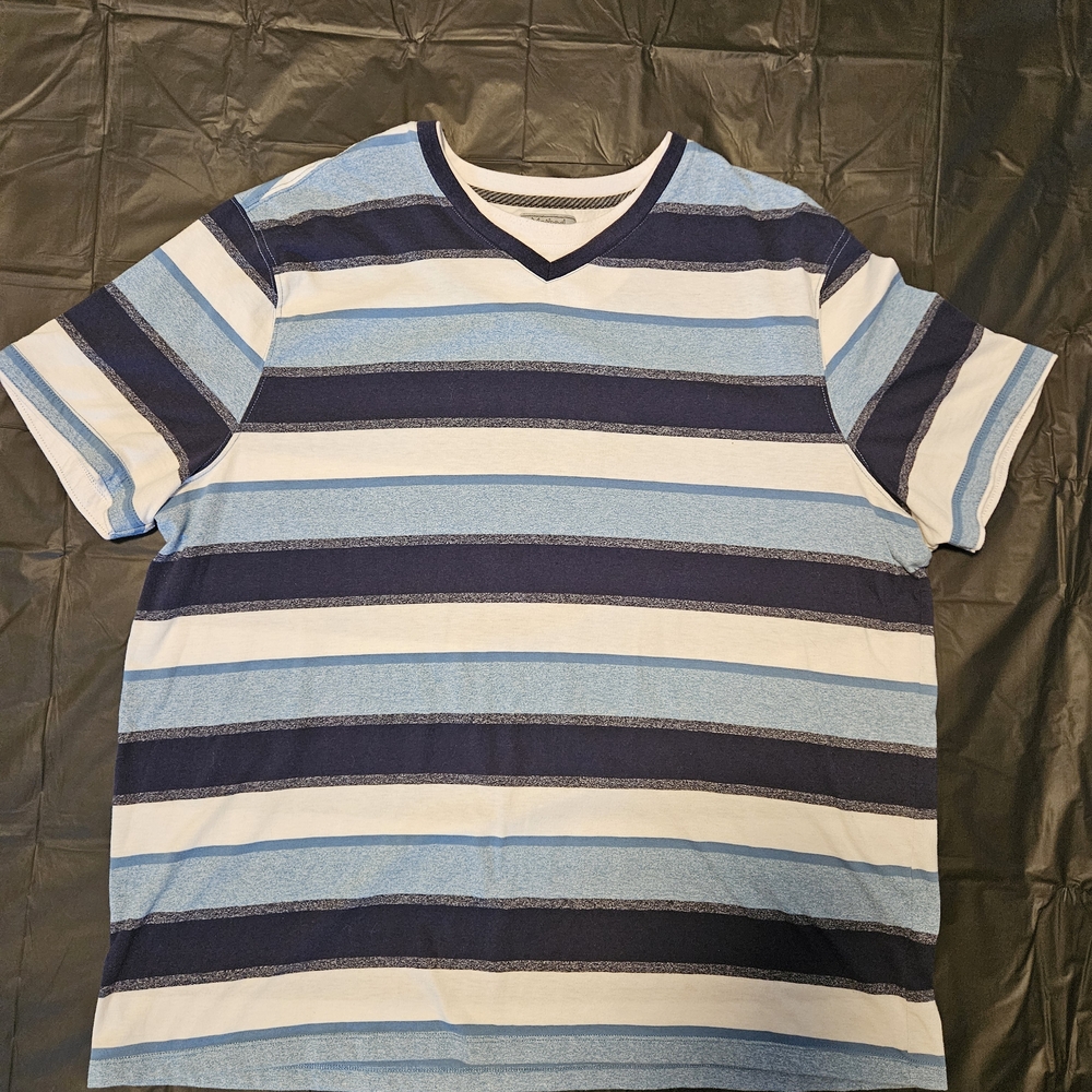 Striped Blue and White Men's Short Sleeve Tee